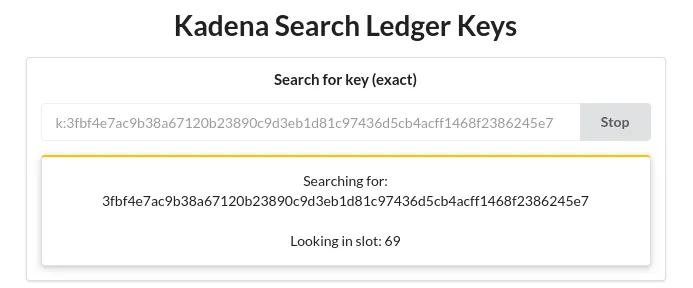 Search in progress for a ledger key 3fbf4e7ac…